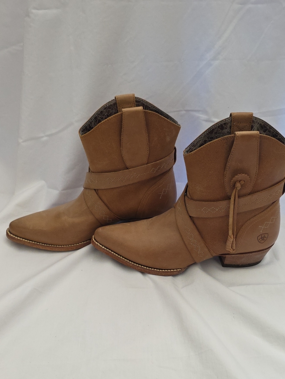 Ariat Tan Suede Western Ankle Booties